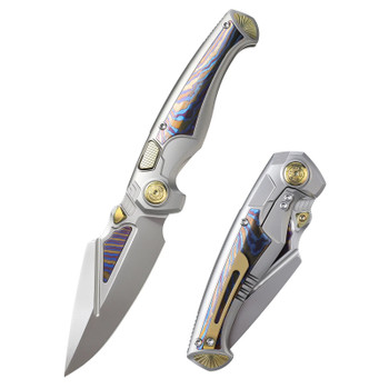 Remette RT-Scepter Folding Knife Titanium/Timascus Handle M390/Timascus Clip Point Plain Edge SCPT-A