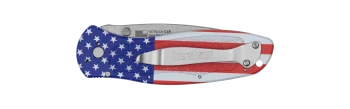 Kershaw Blur Folding Knife USA Flag Aluminum Handle 14C28N Drop Point Plain Edge Stonewash Finish 1670USA