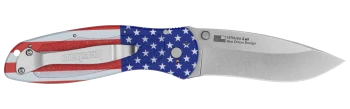 Kershaw Blur Folding Knife USA Flag Aluminum Handle 14C28N Drop Point Plain Edge Stonewash Finish 1670USA