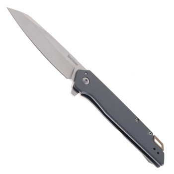 Kershaw Misdirect XL Folding Knife Gray Stainless Steel Handle 4Cr14 Reverse Tanto Plain Edge Stonewash Finish 1441