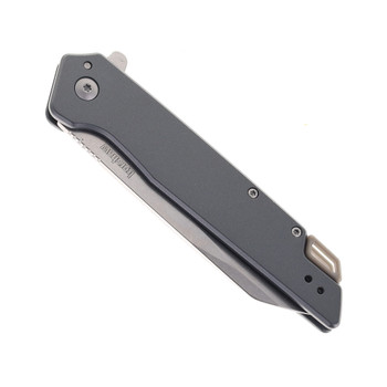 Kershaw Misdirect XL Folding Knife Gray Stainless Steel Handle 4Cr14 Reverse Tanto Plain Edge Stonewash Finish 1441