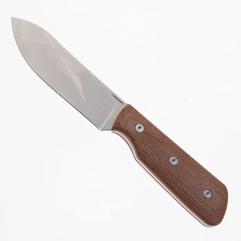 Straightline Knives Bigger Digger Fixed Blade Knife Natural Micarta Handle 3.7" 14C28N Blade BDG-NC