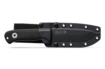 Olive Knives Arbor Fixed Blade Knife Matte Black Handle Elmax Drop Point Plain Edge Stonewash Finish