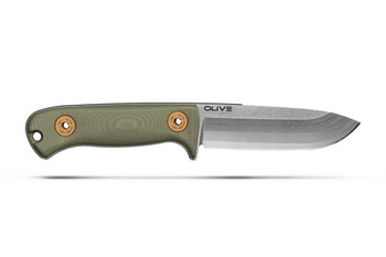 Olive Knives Arbor Fixed Blade Knife Green G10 Handle Elmax Drop Point Plain Edge Stonewash Finish