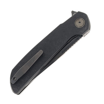 Reate Remedy Folding Knife Black Glass FatCarbon Handle Elmax Drop Point Plain Edge Belt DLC Blade