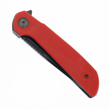 Reate Remedy Folding Knife Red Glass FatCarbon Handle Elmax Drop Point Plain Edge Belt DLC Blade