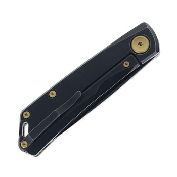 Real Steel Folding Knife Lava Flow FatCarbon/Titanium Handle N690 Drop Point Plain Edge Satin Finish 7072FC10
