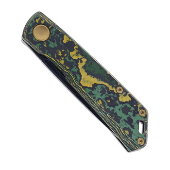 Real Steel Folding Knife Lava Flow FatCarbon/Titanium Handle N690 Drop Point Plain Edge Satin Finish 7072FC10