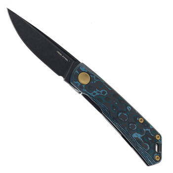 Real Steel Folding Knife Arctic Storm FatCarbon/Titanium Handle N690 Drop Point Plain Edge 7072FC9