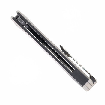 TwoSun Folding Knife Skull Engraved Titanium Handle YJ01-V1 Plain Edge Satin Finish TS-20-YJ01-SKULL