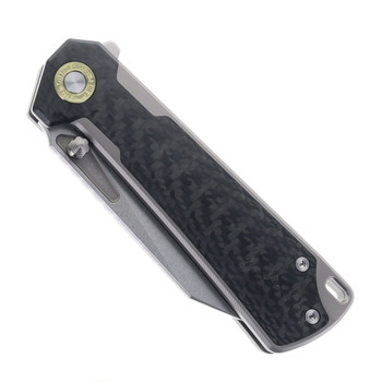 TwoSun Folding Knife Titanium/Carbon Fiber Handle K110 Plain Edge Satin Finish TS524-K110-CF