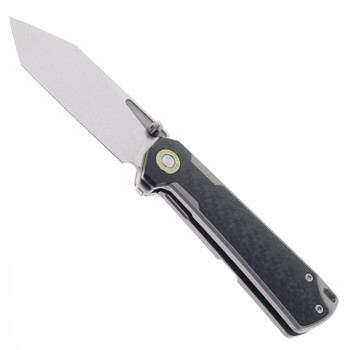 TwoSun Folding Knife Titanium/Carbon Fiber Handle K110 Plain Edge Satin Finish TS524-K110-CF