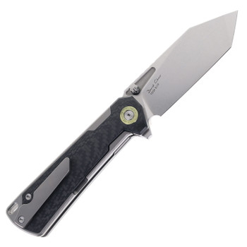 TwoSun Folding Knife Titanium/Carbon Fiber Handle K110 Plain Edge Satin Finish TS524-K110-CF