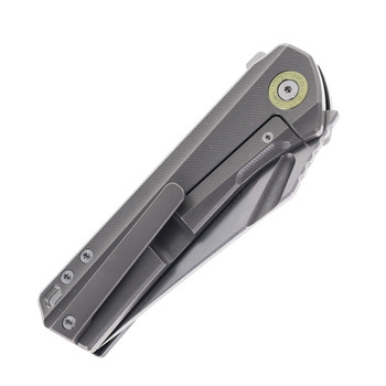 TwoSun Folding Knife Black Titanium/Carbon Fiber Handle K110 Plain Edge Stonewash Finish TS523
