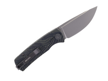 Open Box/Return Petrified Fish Mini Beluga   Pocket Knife Green Gmascus Handle 14C28N Plain Edge Sandblast Finish PF-P01 XGRDMP