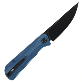 Open Box/ Return Petrified Fish Viking Folding Knife Blue Micarta Handle K110 Plain Edge Black Stonewash Finish PFP07-BMDW