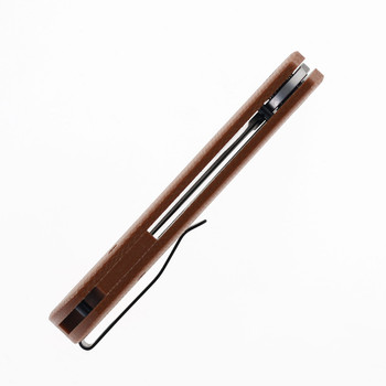 Open Box/ Return Petrified Fish Viking Folding Knife Brown Micarta Handle K110 Plain Edge Satin Finish PFP07-BRMS