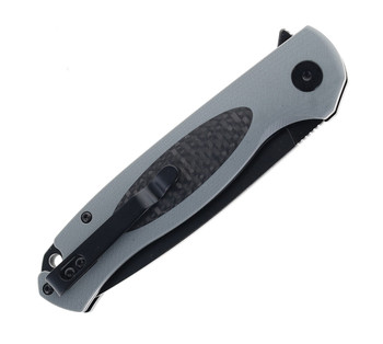 Open Box/ Return Petrified Fish Folding Knife Carbon Fiber/Gray G10 Handle D2 Plain Edge Black Stonewash Finish B03-GADW