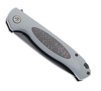 Open Box/ Return Petrified Fish Folding Knife Carbon Fiber/Gray G10 Handle D2 Plain Edge Black Stonewash Finish B03-GADW