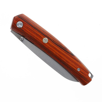 Open Box/Return Petrified Fish Folding Knife Sandalwood Handle 12C27N Plain Edge Satin Finish 719-WOS