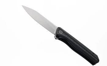 Open Box/ Return Petrified Fish Folding Knife Carbon Fiber Handle D2 Plain Edge Satin Finish PF-818CDS
