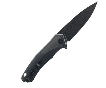 Open Box/ Return Petrified Fish Filpper Folding Knife Carbon Fiber Handle D2 Plain Edge Black Stonewash Finish PF-838CDW
