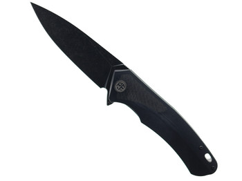 Open Box/ Return Petrified Fish Filpper Folding Knife Carbon Fiber Handle D2 Plain Edge Black Stonewash Finish PF-838CDW