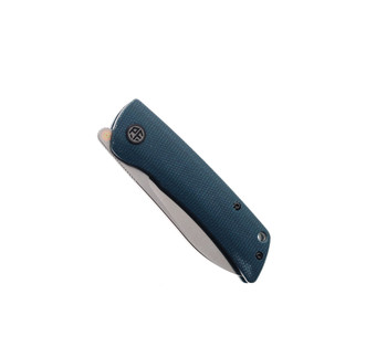 Open Box/ Return Petrified Fish Folding Knife Blue Micarta Handle K110 Spear Point Plain Edge Satin Finish PFE05-SBMS