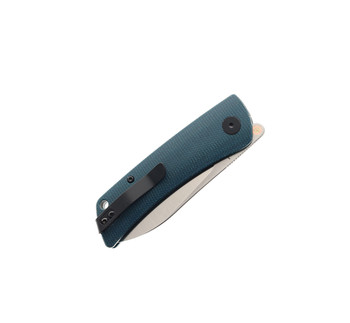Open Box/ Return Petrified Fish Folding Knife Blue Micarta Handle K110 Spear Point Plain Edge Satin Finish PFE05-SBMS