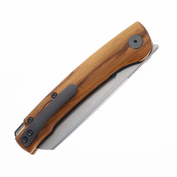 Open Box/Return Petrified Fish Scholar Pocket Knife Stonewashed 154CM Blade Olive Wood Handle PF-E04-WOW