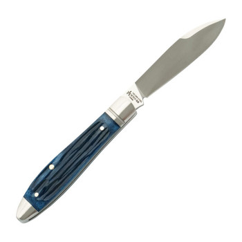 RoseCraft Tanasi Lake Tear Drop Folding Knife Blue Jigged Bone Handle 14C28N Plain Edge Satin Finish RCT017-BJB