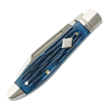 RoseCraft Tanasi Lake Tear Drop Folding Knife Blue Jigged Bone Handle 14C28N Plain Edge Satin Finish RCT017-BJB