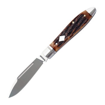 RoseCraft Tanasi Lake Tear Drop Folding Knife Brown Dapper Jigged Bone Handle 14C28N Spear Point Plain Edge RCT017-DJB