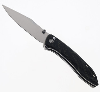 Open Box/ Return Petrified Fish Grow Button Lock Folding Knife Green Gmascus Handle K110 Plain Edge Satin Finish E08-GRDMS