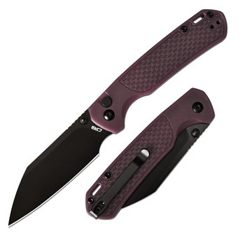 CJRB Pyrite-Light Folding Knife Brown to Red FRN Handle AR-RPM9 Wharncliffe Plain Edge Black PVD Finish J1945-BRD