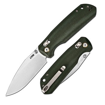 CJRB Mega Maximal Folding Knife Green Micarta Handle AR-RPM9 Drop Point Plain Edge Stonewash Finish J1954L-MGN