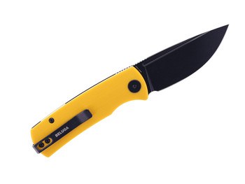 Open Box/ Returns Petrified Fish Mini Beluga Pocket Knife Yellow G10 Handle 14C28N Plain Edge Black Stonewash Finish PF-P01 XYW