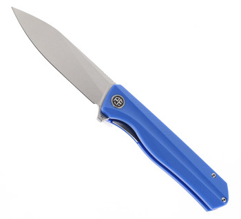 Open Box/ Return Petrified Fish Folding Knife Blue G10 Handle D2 Plain Edge Stonewash Finish PF818BW