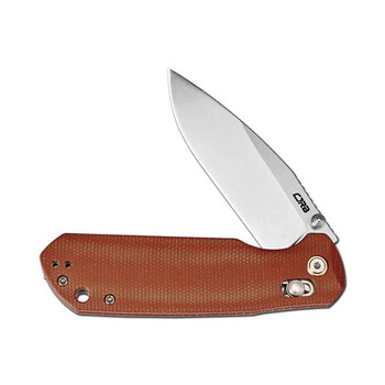 CJRB Mega Maximal Folding Knife Brown Micarta Handle AR-RPM9 Drop Point Plain Edge Stonewash Finish J1954L-BN