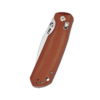 CJRB Mega Maximal Folding Knife Brown Micarta Handle AR-RPM9 Drop Point Plain Edge Stonewash Finish J1954L-BN
