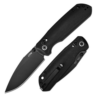 CJRB Mega Maximal Folding Knife Black Micarta Handle AR-RPM9 Drop Point Plain Edge Black PVD Finish  J1954L-BBK
