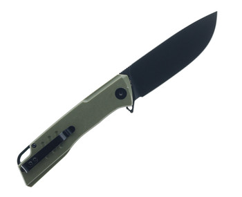 Open Box/Return Petrified Fish Loco Pocket Knife Green G10 Handle D2 Plain Edge Black Stonewash Finish B02-GRDW