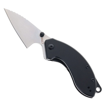 CJRB Folding Knife Black Aluminum Handle AR-RPM9 Spear Point Plain Edge Stonewash Finish J1971-BK