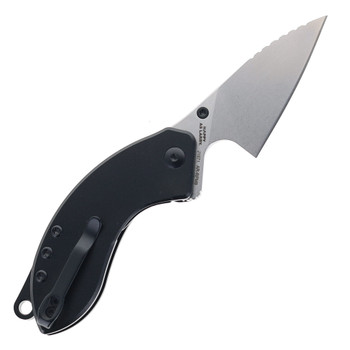 CJRB Folding Knife Black Aluminum Handle AR-RPM9 Spear Point Plain Edge Stonewash Finish J1971-BK