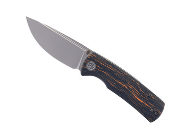 Open Box/Return Petrified Fish Mini Beluga Pocket Knife Orange Gmascus Handle 14C28N Plain Edge Sandblast Finish PF-P01 XODMP