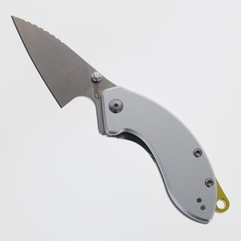 CJRB Folding Knife Gray Aluminum Handle AR-RPM9 Spear Point Plain Edge Stonewash Finish J1971-GY