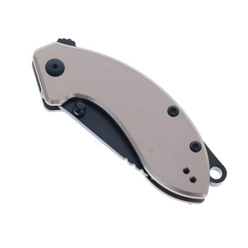 CJRB Folding Knife Champagne Aluminum Handle AR-RPM9 Spear Point Plain Edge Black Finish J1971-CP