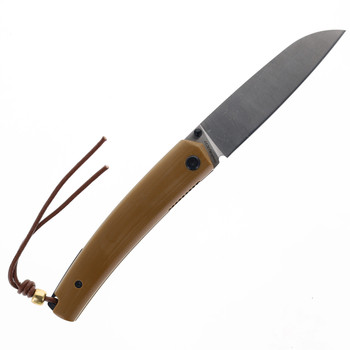 Open Box/ Return Petrified Fish Folding Knife Brown G10 Handle 12C27N Plain Edge Satin Finish 719-BRS