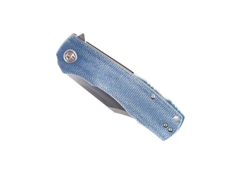 Copy of Open Box/ Return Slight Rust Petrified Fish Victor Folding Knife Blue Micarta Handle K110 Clip Point Plain Edge Satin Finish PF-P03-BMP