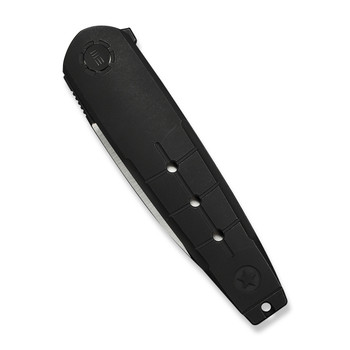 WE Hull Folding Knife Black Titanium Handle M390 Drop Point Plain Edge Hand Polished Satin Black Stonewashed Flats Limited WE24046-1